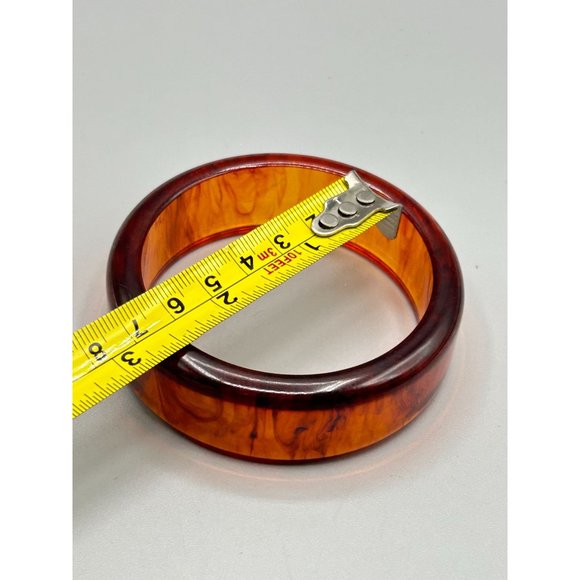 Vintage Apple Juice Bakelite Bangle Thick Wide Collectible Early Plastic Jewelry - Picture 7 of 9